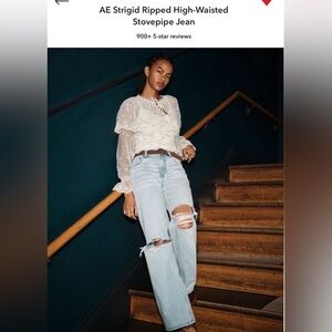 AE Strigid Ripped High-Waisted Stovepipe Jeans